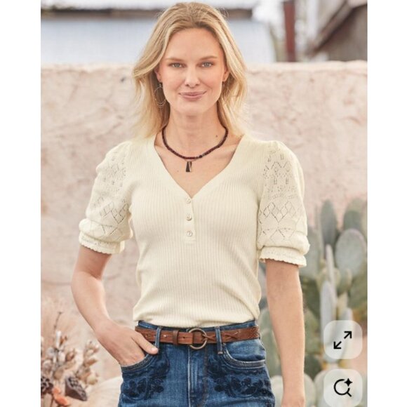 Sundance Twyla Stitch Sweater NWT in Ivory Small Petite - Picture 1 of 9
